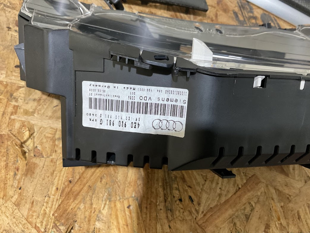 2007-2010 AUDI S8 CLUSTER WITH ADAPTIVE CRUISE 4E0 920 982 G