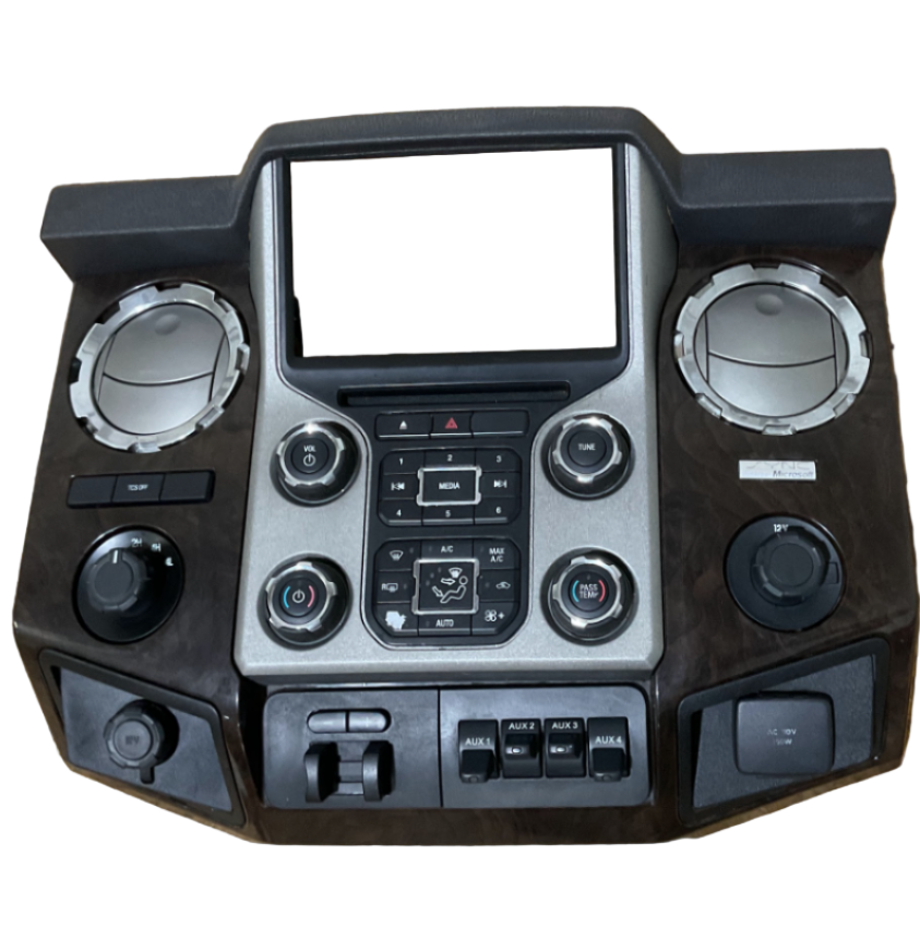 13-16 Ford F-250/350 Platinum Wood Grain Trim Dash Bezel Set W/ A/C Vents USED OEM