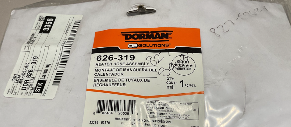 Dorman Heater Hose Assembly Dodge/Chrysler P#626319 OE Solutions