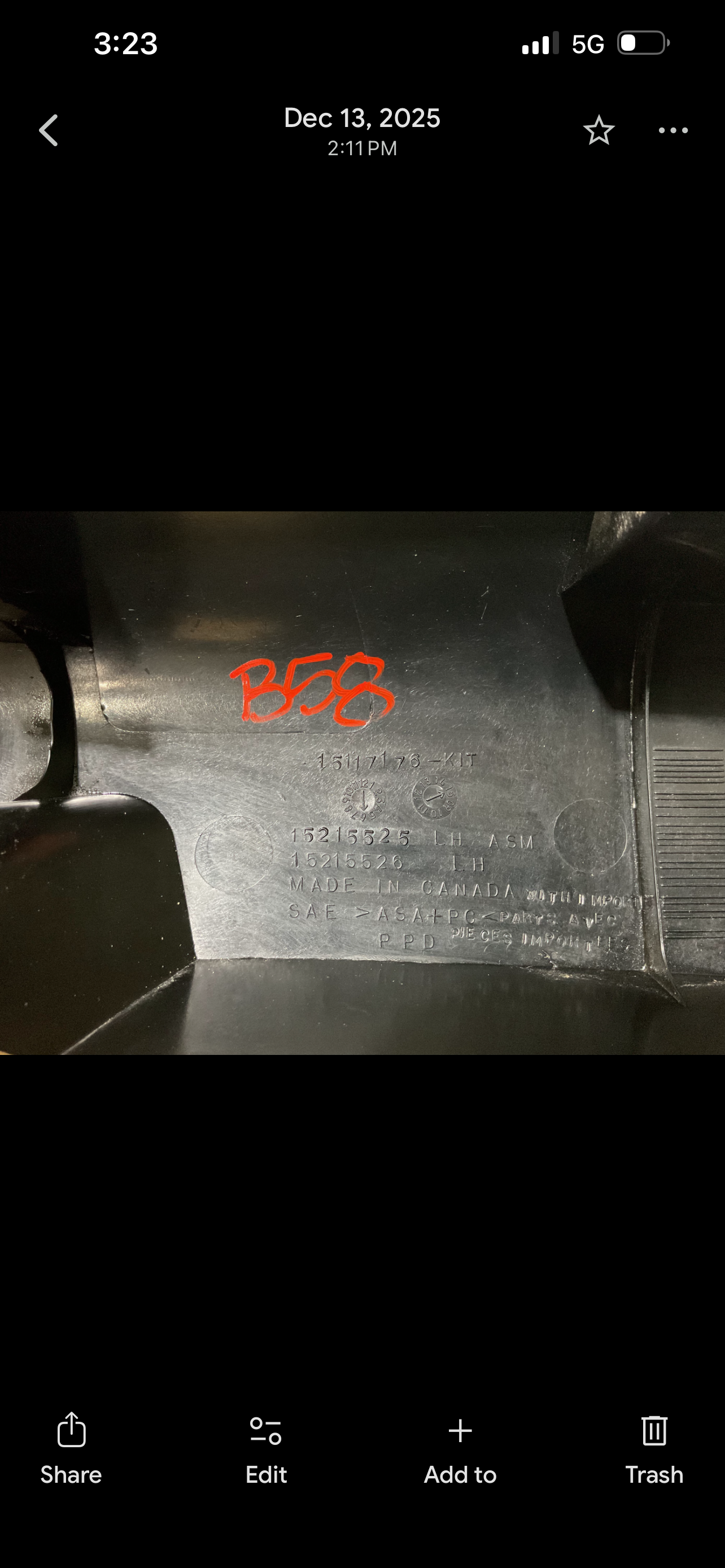 GMC Savana & Chevrolet Express Black Grained Rear Driver Left  Side Body Opening Side Applique USED OEM P# 15215527