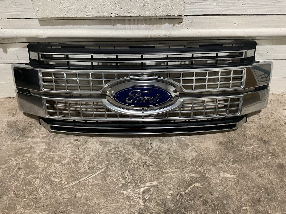 2017–2019 Ford F-250 F-350 F-450 Platinum OEM Front Grille Satin Aluminum HC3B-8A164