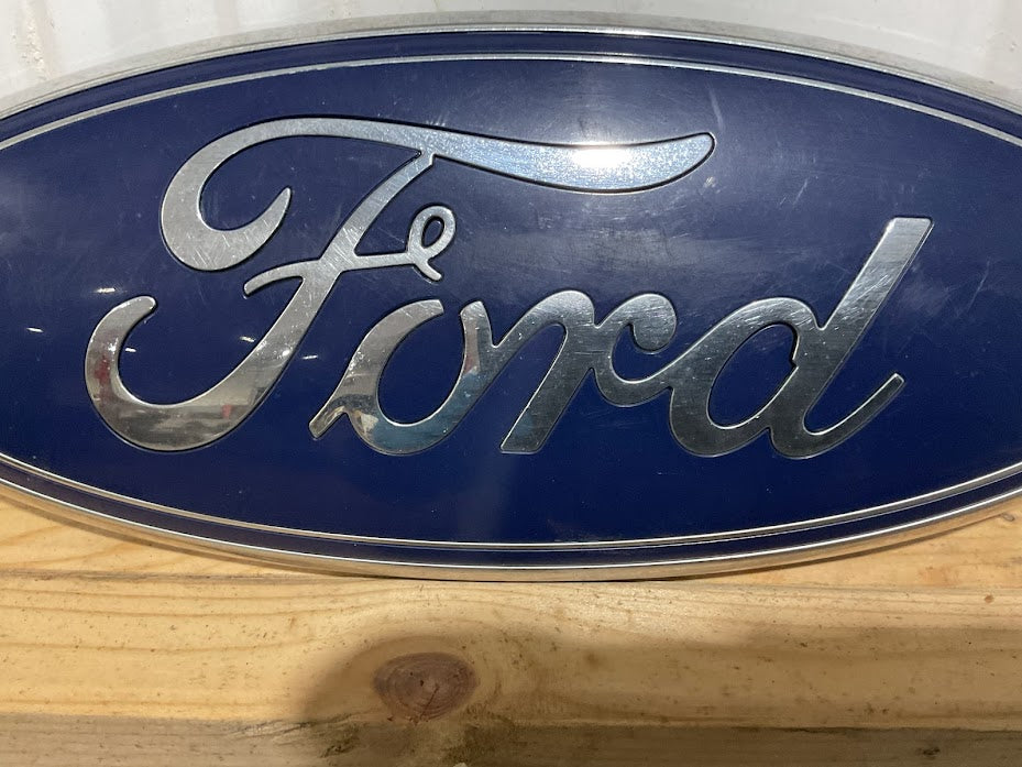 2011-2016 Ford Super Duty front chrome blue Oval Grille Emblem used OEM